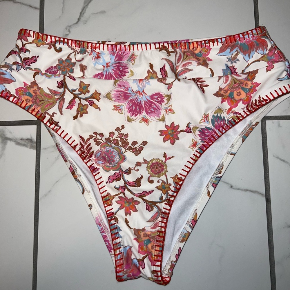 cupshe white floral bikini bottoms NWT